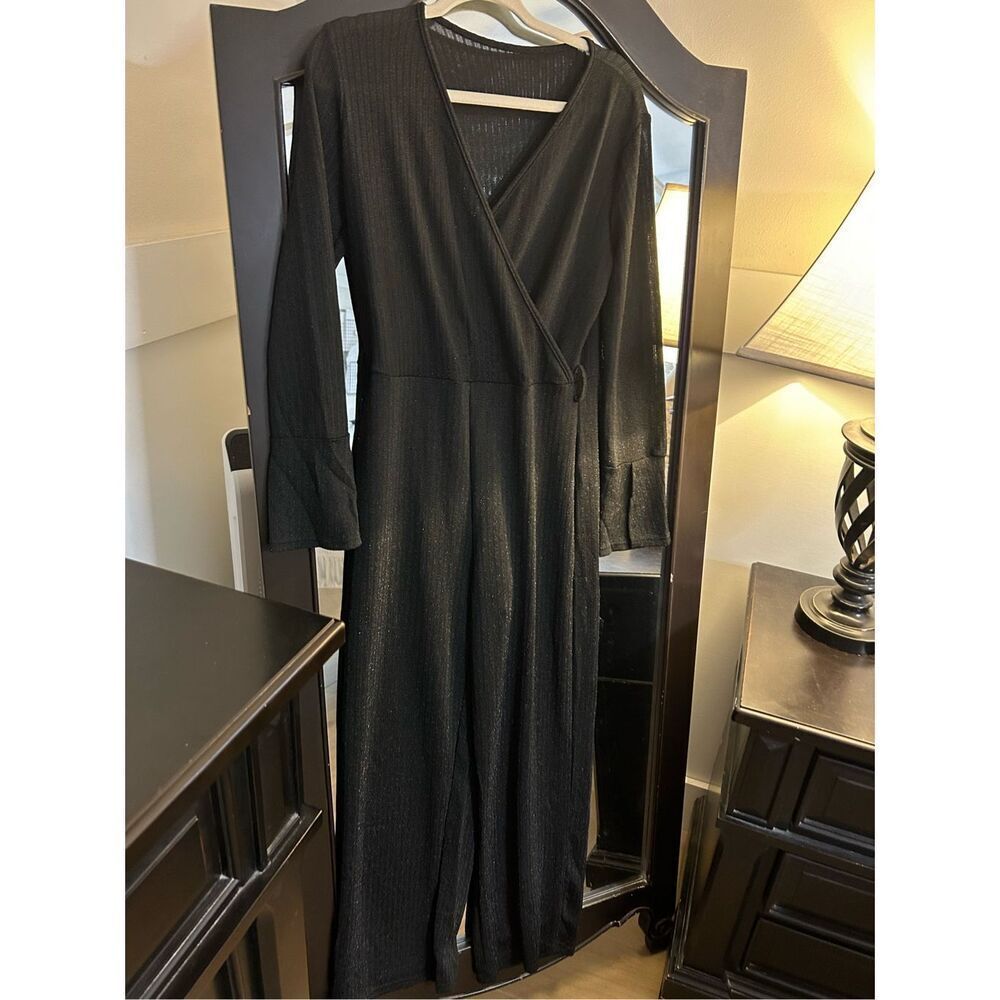 NEW Black Formal Shimmer Jumpsuit L NO BELT